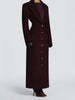 Women's Long Coat Slim V Neck Single Breasted Overcoats Shoulder Pad Maxi Jackets with Belt Winter Lady Commute Outwear