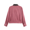 Spring Pink Casual Jacket Women's Loose Fit Streetwear Front Zipper Pockets Lounge Wear Daily Outerwear