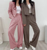 Suit Coat 2 Piece Set Women Blazer Jacket Straight Pants Ensemble Single Breasted Turn Down Collar Trousers Office Lady Outfits
