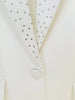 High Street Designer Runway Women's Slim Fit Single Button Rhinestone Diamonds Beaded Blazer Jacket