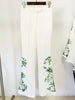 High Street Designer Suit Set Women's Loose Style Long Sleeve Beaded Blouse Tops Flare Pants