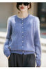 Winter Women's Clothing Tops Brushed Wool Cardigans O Neck Yellow Warm Causal Sweater Soft Solid Knitted Coats B1713005