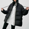 Women's Winter 90% Duck Down Jacket With Drawstring and Ribbed Collar Knitted Patchwork Oversized Warm Puffer Coat