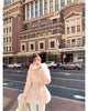Chic Women's Cotton Padded Jackt with Large Fur Collar Waist-Cinching Mid-Length Parkas Korean Warm Commute Outerwear