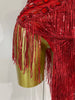 Stage Costume Sparkly Rhinestones Tassel Sexy See-Through Dress Women One Shoulder Latin Dance Bars Nightclub Party Outfits