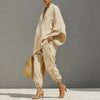 Female Clothing Two Piece Set Spring V Neck Loose Top Pullover & Long Pants Outfits Woman Batwing Sleeve Vintage Suit Mujer