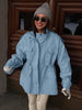 Drawstring Waist Button Women Cargo Jacket Long Sleeve Pockets Spring Casual Female Coat Street Commute Lady Outwear Tops