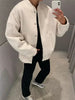 Woman Loose Gray Warm Baseball Jacket Autumn Casual Oversized Bomber Jacket Girls Vintage Thick Warm Outwear