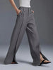 Urban Female Business Suit Pants Black White Loose Straight Pant High-Waist Pleated Split-Front Trousers