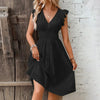 Women's Dress Lace Jacquard Hollow Out Slim V Neck Elastic Waist Midi Dress Vacation Mid Length Dresses for Daily Wear Korean