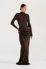 Autumn Long Sleeve Sexy Maxi Dress Women Hollow Out Turtleneck Ruched Bodycon Club Party Long Dresses Female