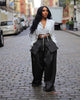 Women detachable pocket Zipper Fly Loose Wide Leg Pants Cargo Streetwear Safari Style Trousers