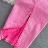 Denim 2 Piece Sets Jacket Skirt Women Suit Long Skirts Outerwear Outfits Single Breasted Pockets Washed Coat Ensemble