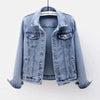 Ladies Denim Jacket Spring Autumn Long-Sleeve Women Cowboy Outerwear Elegant Single-Breasted Female Jeans Coat