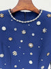 High Street Designer Party Vestido Women's Formal Long Sleeve Beaded Midi Dress