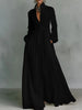 Elegant Solid White Long Dress for Women's Single Breasted Pockets Behemian Vintage Stand Collar Spring Evening Dresses