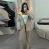 Casual Women's Knit Contrast Fleece Coats Stand Collar Zipper Pockets Full Sleeve Jackets Spring Lady Warm Outwear