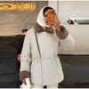 Thicken Contrast Corduroy Jackets Women Lapel Long Sleeves Double Breasted Warm Padded Coats Female Winter Outwears