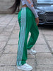 Women's Striped Pants Loose Elastic Waist Drawstring Straight Leg Casual Sweatpants with Pockets y2k Low Rise Baggy Trousers