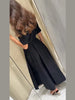 Elegant Belt Women Long Black Dress Full Sleeve Pleated Lapel Waist-Closed Female A Line Dresses Spring Lady Robes