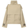 Women's Trench Coat Khaki Short Stand Collar Double Breasted Long Sleeve Jacket 2026Spring Autumn Lady Casual Street Outwear