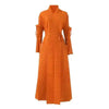 Spliced Pleated Dress For Women V-neck Long Sleeves Designer Belt Party Dresses Patchwork Female Clothing 2YA1324