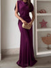 Casual O-neck Draped Gowns Dress Elegant Hight Waist Slim Fit Evening Dress Vestidos Women Temperament Solid Long Dress