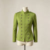 Elegant Women Stand Collar Double Breasted Military Jacket Slim Fit Waist Cropped Blazer Solid Color Lady Outer Coat