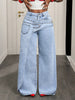 Denim Pant Women Jeans Vintage Wide Leg Long Pants High Waist Straight Trousers Y2k Streetwear Elegant Splice Work Casual Loose