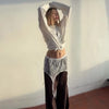 Loose Fit Lace Pants Women's Elastic High Waist Lounge Trousers Spring Lady Bohemian Casual Bottoms