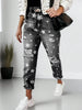 Boyfriend Jeans Women's Slim Fit Ripped Jeans Women's Five-pointed Star Ripped Jeans Street Casual Blue Jeans