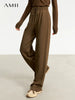 Minimalism Casual Pants for Women Autumn Wide Leg Loose Vertical Elastic Waist Drawstring Sporty Trousers 12343338