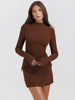 Sexy Slim Mini Dress For Women Two Pocket Spring Autumn Long Sleeve A-line Solid Club Party Dress Elegant Female