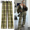 Plaid Baggy Pants Women's Pants Autumn Ladies Oversize High Waist Trousers Elegant Wide Leg Street Wear Pants