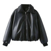 Women's Autumn Winter Clothes Solid Color Leather Thicken Warm Female Short Cotton Jacket 5C1437