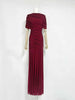 Women Ruched Maxi Dress Asymmetric Draped Sleeve High Neck Bodycon Mermaid Formal Evening Party Gown