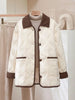 Female Padded Jacket Korean Loose Flip Collar Corduroy Diamond Grid Jacket Women Winter Short Lightweight Cotton Coat