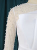 Women White Party Dress Sexy Long Sleeve O Neck Beading Mesh Patchwork Peplum Elegant Event Evening Birthday African Gowns