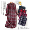 Spring Autumn Women Casual Plaid Night Dress Female 100% Cotton Nightgown Long Sleeve Sleepshirts Large Size Home Dress