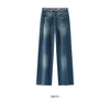 Women Jeans Belted Fleece Lined Flared Loose Fit Distressed Wash Vintage HighWaist Streetwear Denim Pants