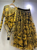Designer retro geometric print knitted elastic one-piece tights two-piece spring women's dress+loose gauze skirt suit