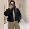 Casual Solid Loose Knit Coat Women All-match Lapel Zippers Full Sleeve Lady Coats Female Autumn Winter Lady Outwears