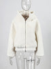 Women's Faux Fur Coats Hooded Patchwork Zipper Cropped Jackets Street Female Lantern Long Sleeves Loose Autumn Winter Outerwears