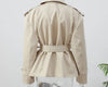 Solid Lace Up Long Trench Coat Women Full Sleeve Lapel Single Breasted Loose Outerwear Lady Autumn Daily Highstreet Coat