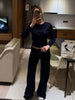Fall Winter Knitted Suit Solid Cardigan Top Women's O neck Knitted Sweater Straight Trousers Two Piece Set Casual