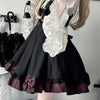 Japanese Kawaii Two Pieces Set Women Outfits Ruffled Patchwork Cute Bow Dress + Flare Sleeve Lolita Blouse Y2k Aesthetic JK Suit