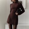 Autumn Knitting Dress Women's Spring Knitted Dress Long Sleeve Semi-High Neck A Line Skirt For An Elegant And Playful Look