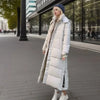 Cotton Coat Long Parka Coat Jacket Women Autumn Winter Thick Warm Coats Woven Block Hooded White Down Parkas