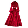 Spring Autumn High End Elegant Birthday Party Women's Dress French Hook Flower Single Breasted Slim Lace Long Dress S89
