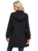 Women's Casual Water-Resistant Trench Coat Detachable Hood Windbreaker Solid Color Long Sleeve Light Weight Jacket